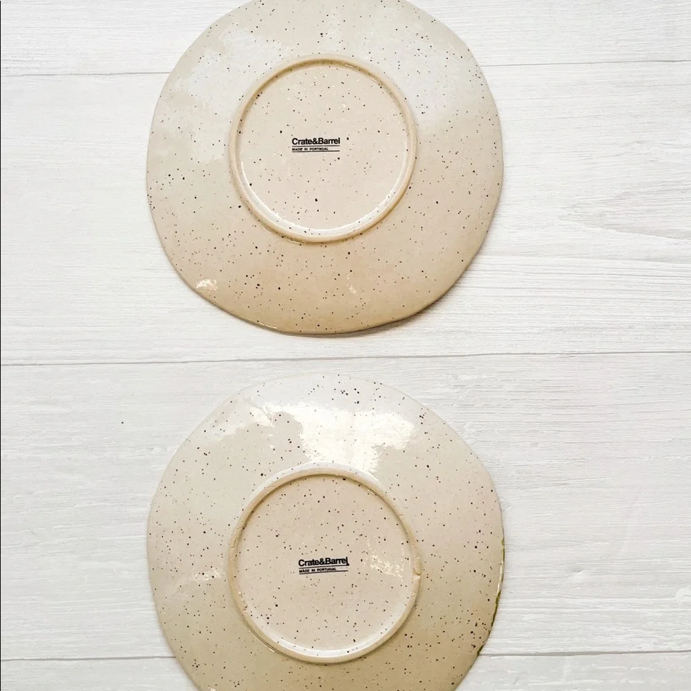CRATE & BARREL Lina Stripe 8.5” Handcrafted Handpainted Salad Plates (Set of 2)